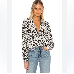Anine bing Lylah silk blouse in leopard revolve quiet luxury classic old money